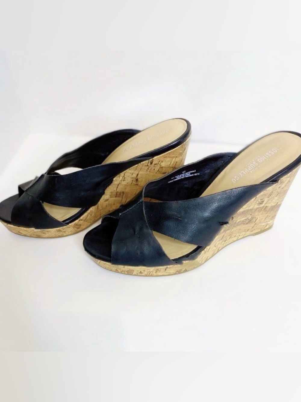 Mossimo Supply Co. Black Cork Wedge Mule Sandals